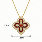925 Sterling Silver Radiant Red Enamel and Diamondt Necklace