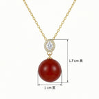925 Sterling Silver Radiant Red Gemstone Sphere Necklace
