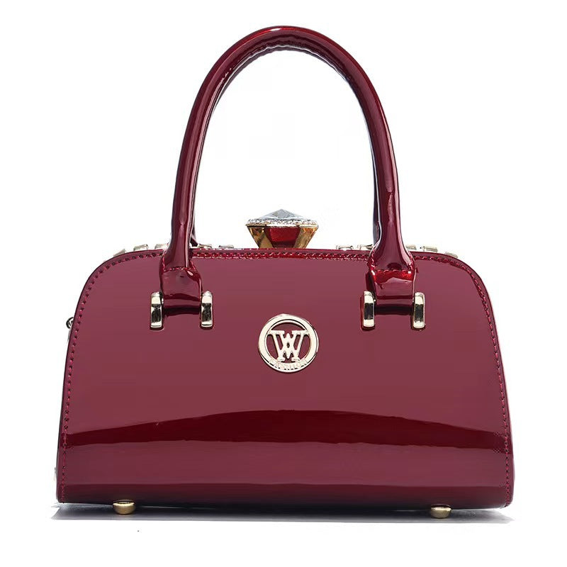 Shiny Leather Diamond-Embellished Womens Bag