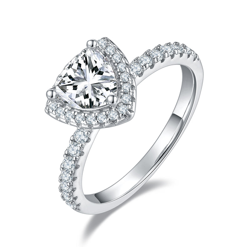 Triangular Moissanite Set Silver Ring S925 Silver