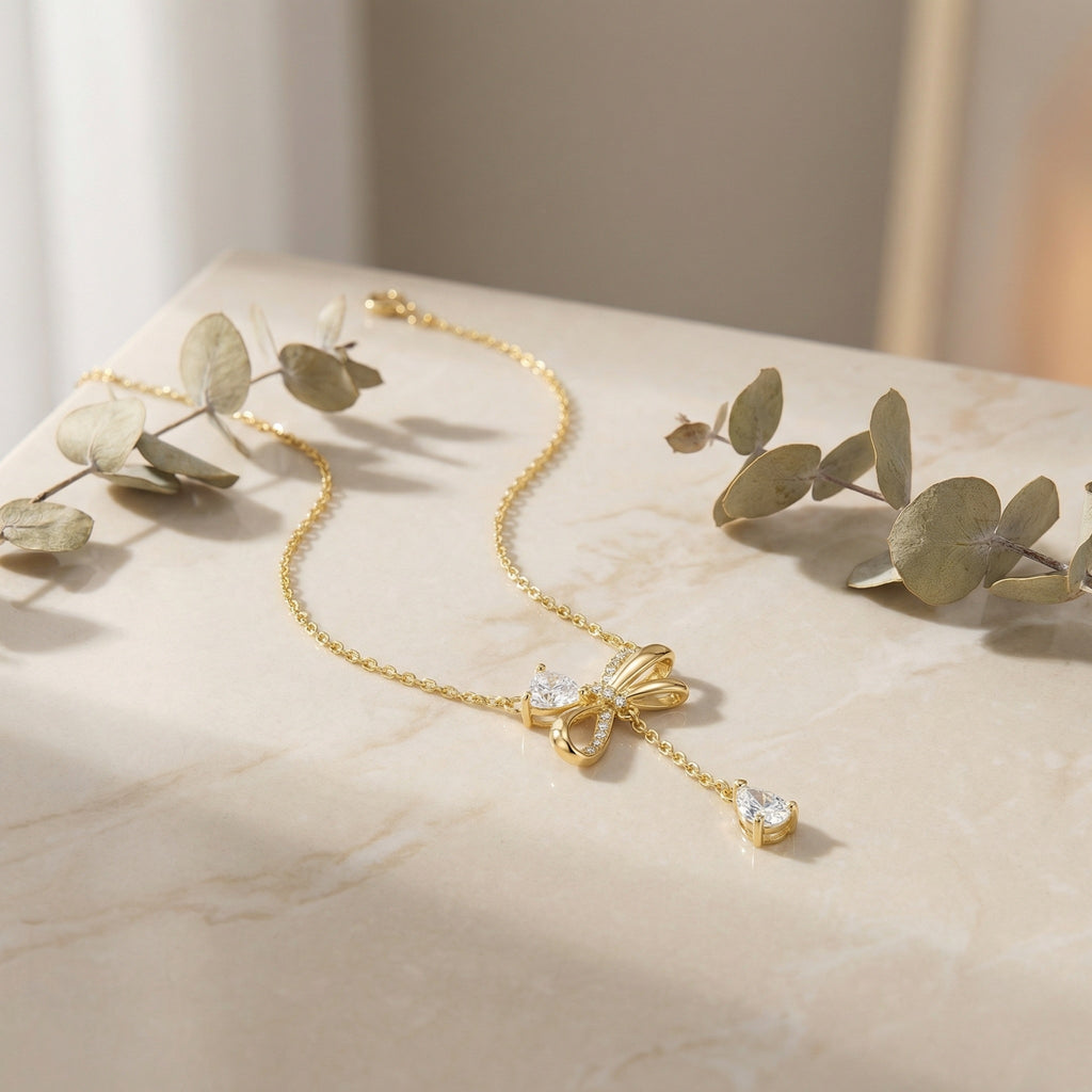 925 Sterling Silver Elegant Bowknot Necklace