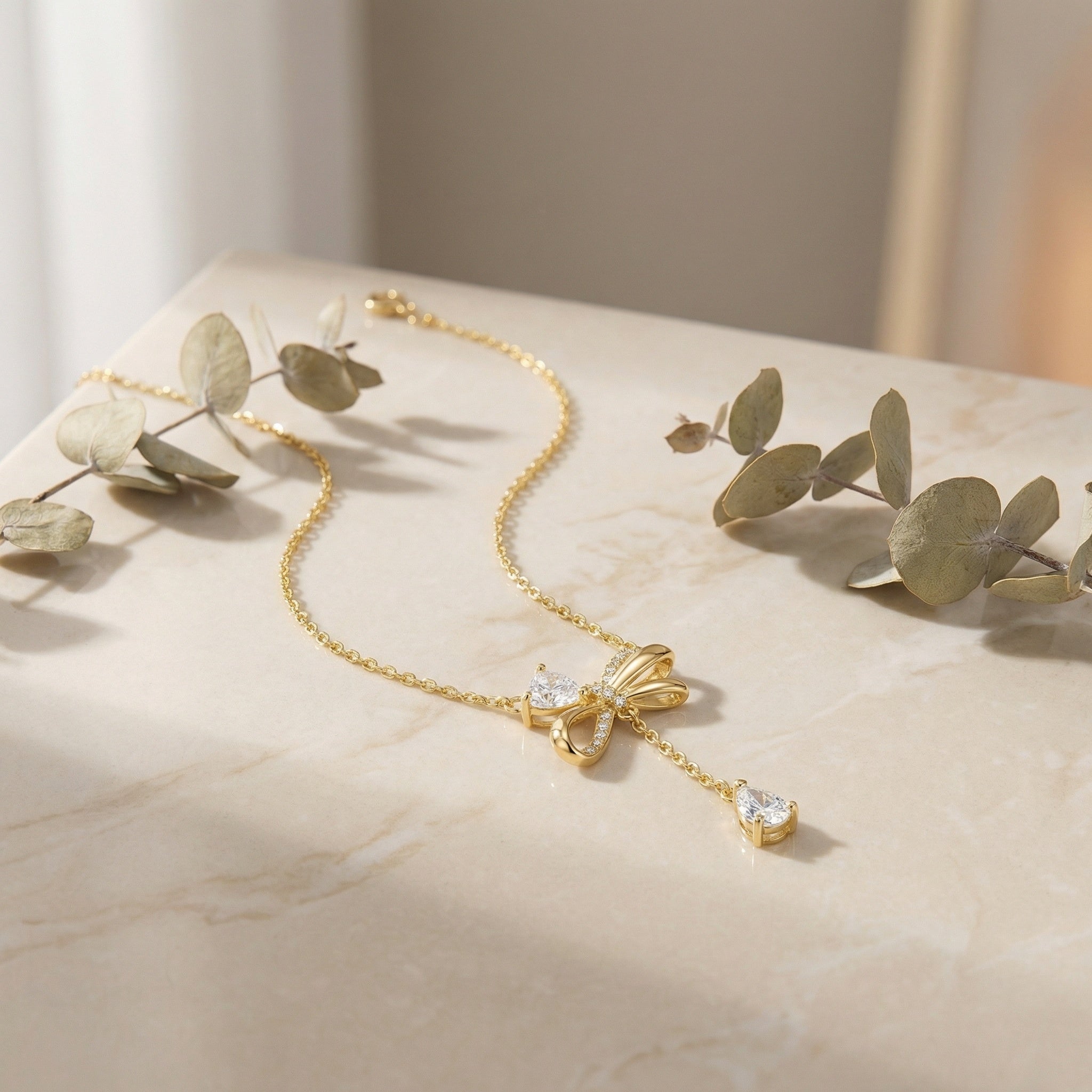 925 Sterling Silver Elegant Bowknot Necklace