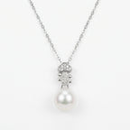 925 Sterling Silver Elegant Violin Scroll Pearl Pendant Necklace