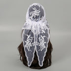 Bridal Floral Lace Triangular  Solid Color Veil