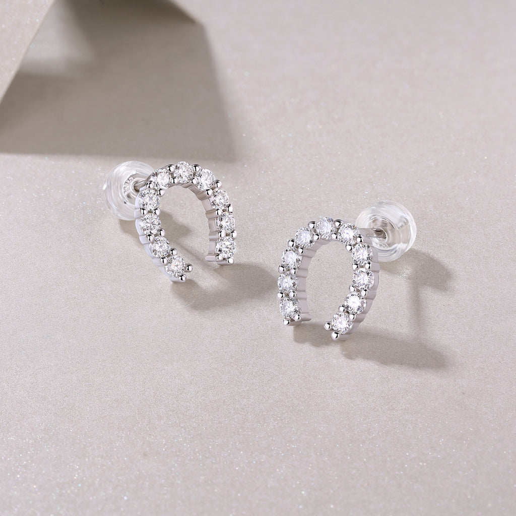 Moissanite S925 Silver And Platinum-plated Stud Earrings