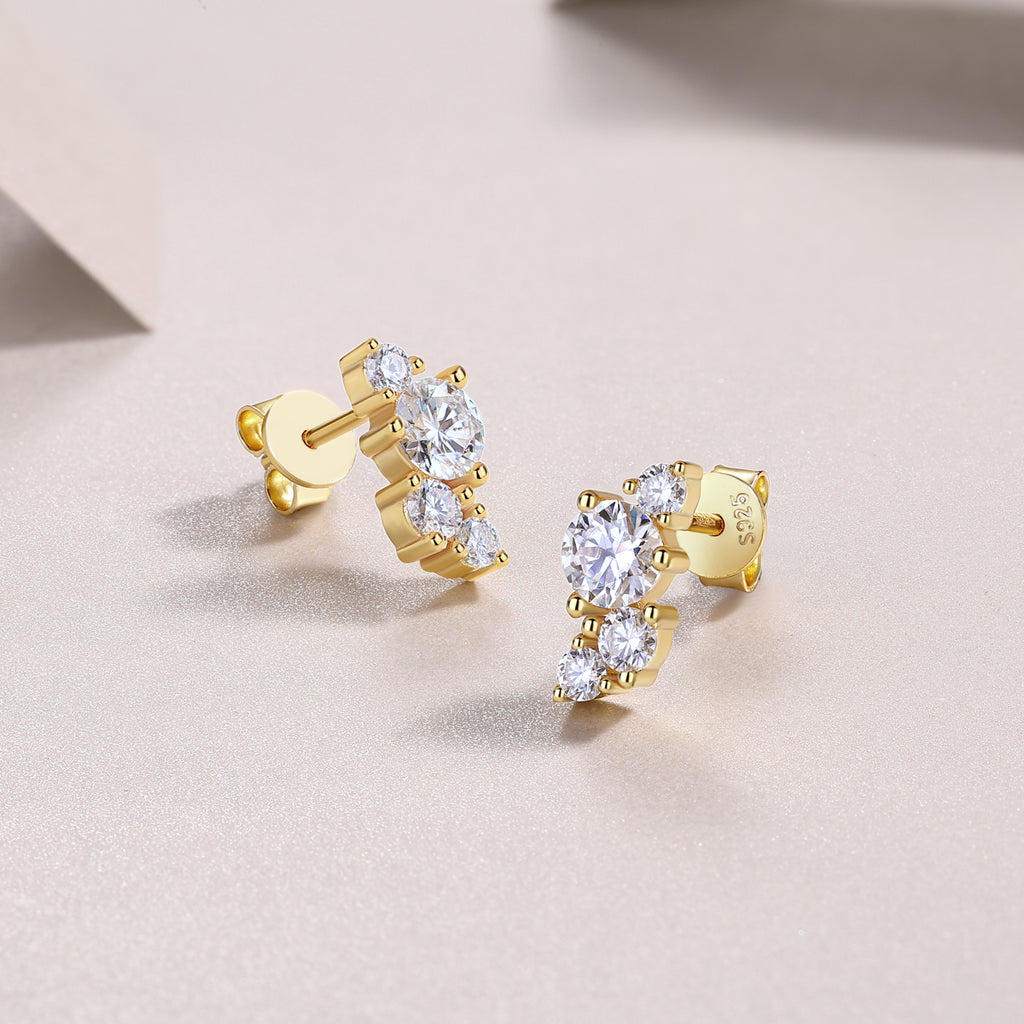 Four-diamond  Stud Earrings Set S925 Silver