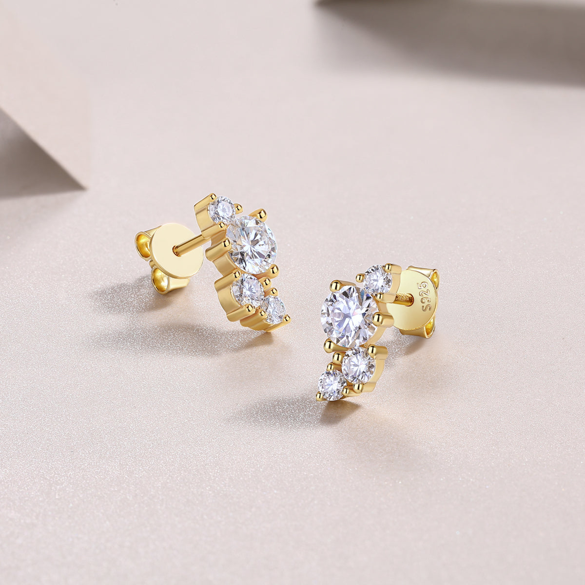 Four-diamond  Stud Earrings Set S925 Silver