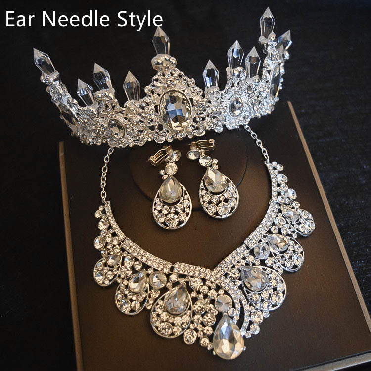 Bridal Headdress Flowers Wedding Crown Necklace Earrings