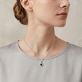 925 Sterling Silver Square-Cut Sapphire Necklace