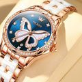 Luminous Water-resistant Ceramic-band Quartz