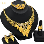 Women's Saudi Bridal Necklace Bracelet Earrings