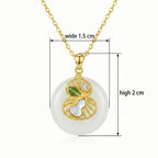925 Sterling Silver White Jade Gourd Pendant Necklace