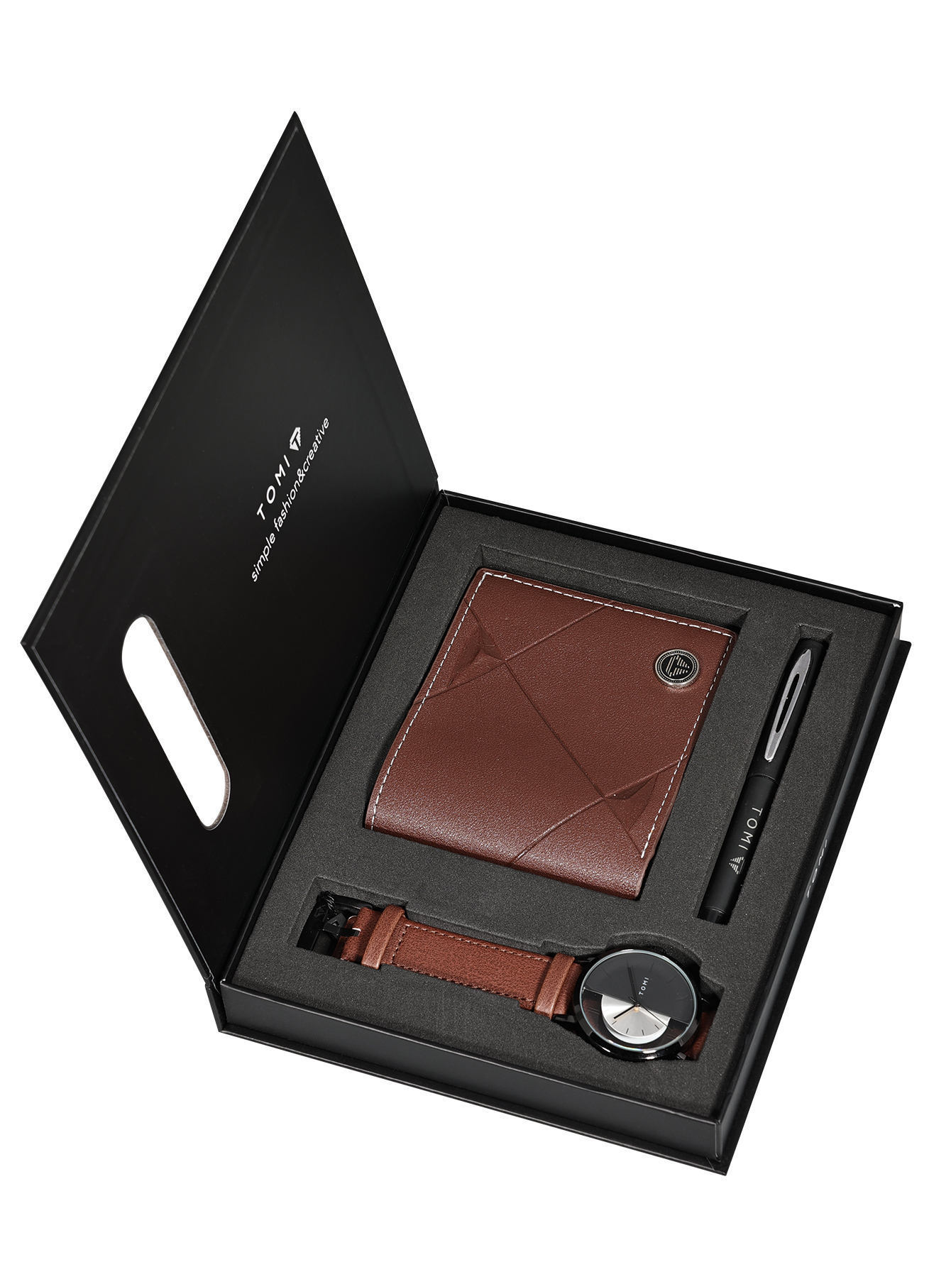 Quartz Watch Mens Business Gift Set Box