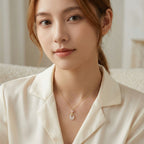 925 Sterling Silver Elegant Pink Blossom and Teardrop  Necklace