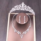 Bridal Rhinestone Crown Necklace Set Wedding