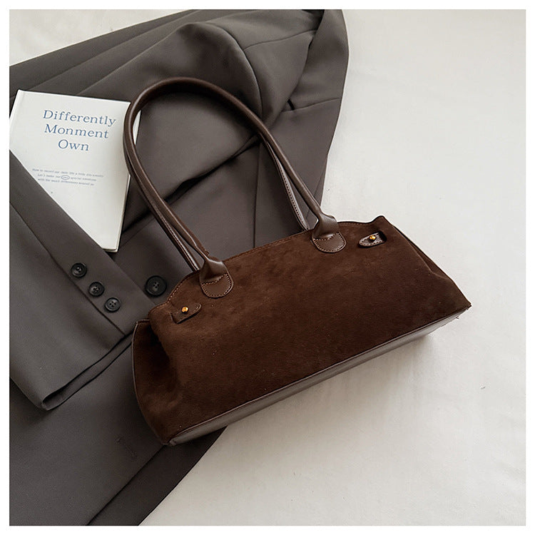 -Block Suede Velvet Hand Bag