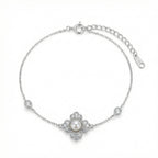 925 Sterling Silver r Pearl Flower Bracelet