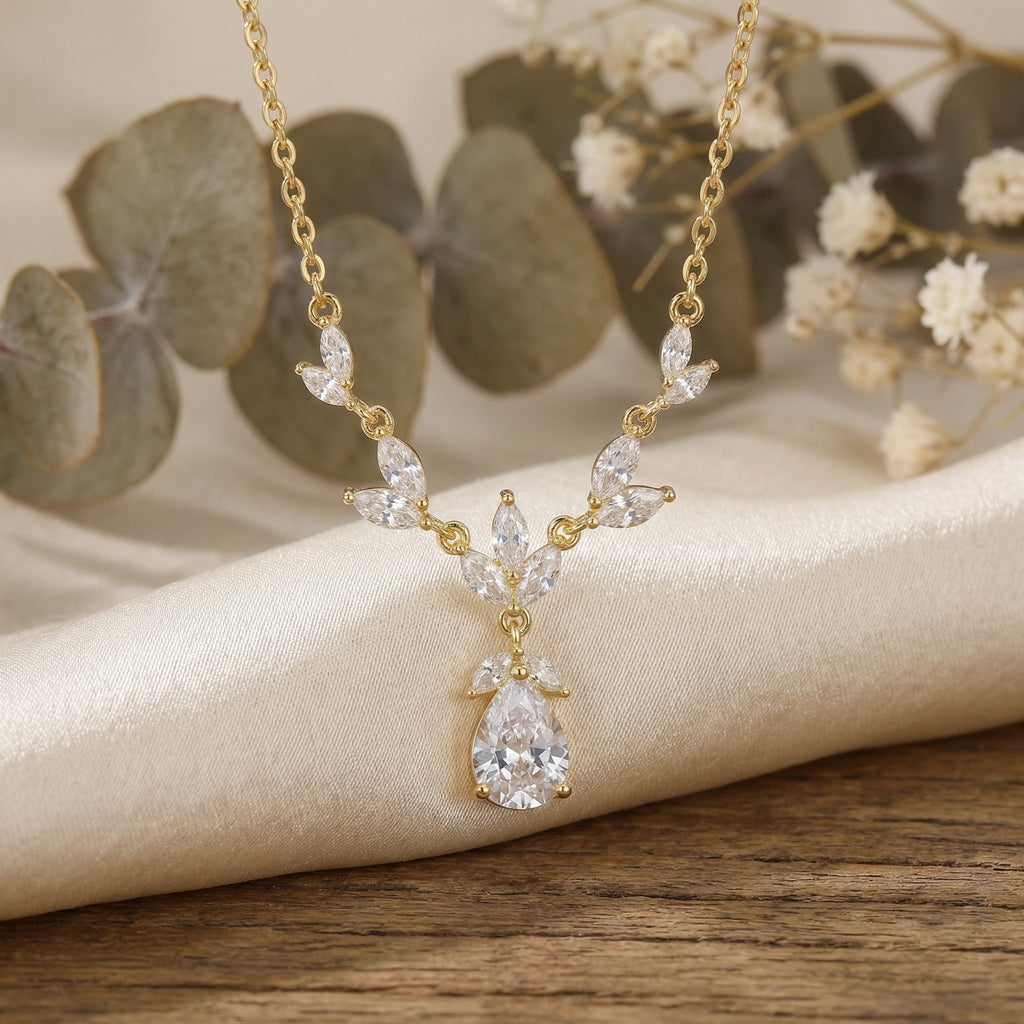 925 Sterling Silver  Marquise and Pear Cut Floral Teardrop