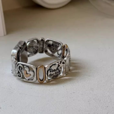 Handmade Distressed Square Elastic Cord Watch Womens