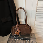 -Block Suede Velvet Hand Bag