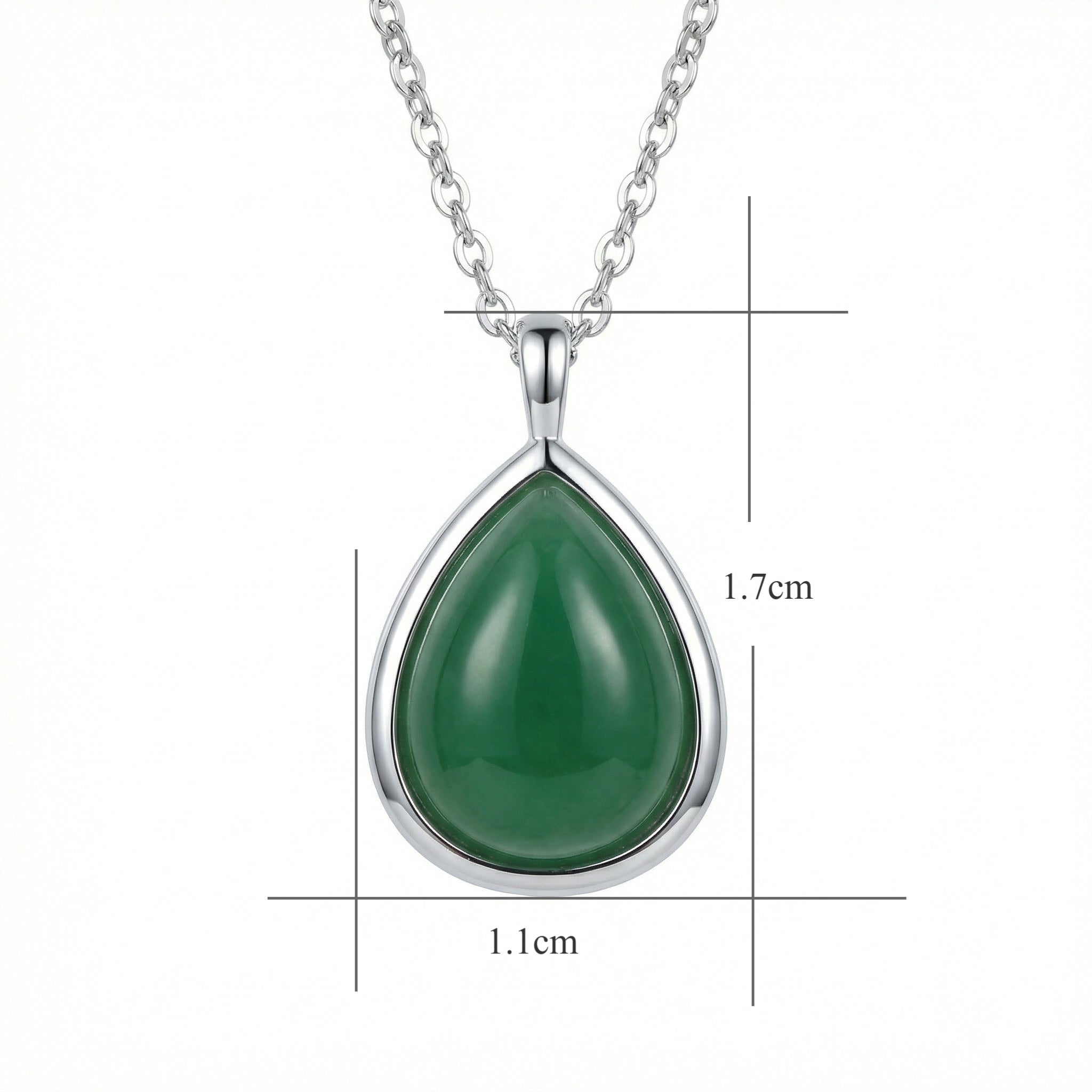 925 Sterling Silver Elegant Silver Teardrop Green Jade