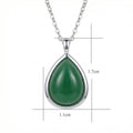 925 Sterling Silver Elegant Silver Teardrop Green Jade