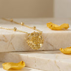 925 Sterling Silver  Hand-Carved Citrine Rose Pendant