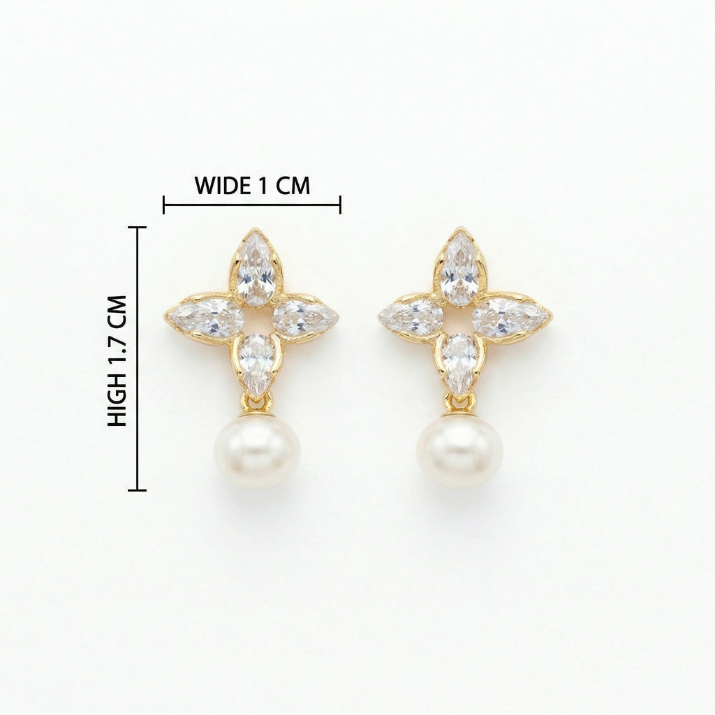 925 Sterling Silver Elegant Marquise Floral Drop Earrings