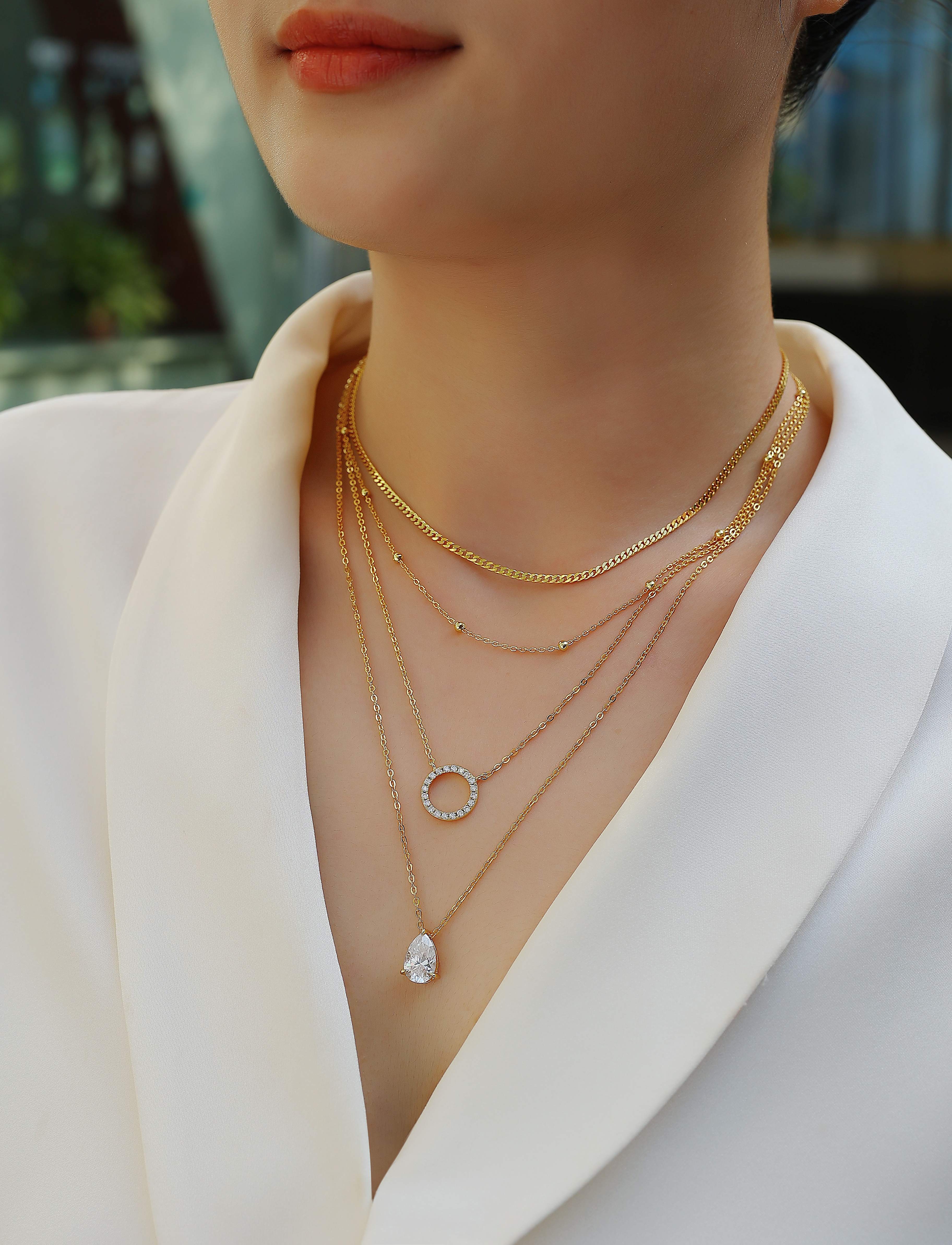 Silver Pendant Necklace, Collar Chain,