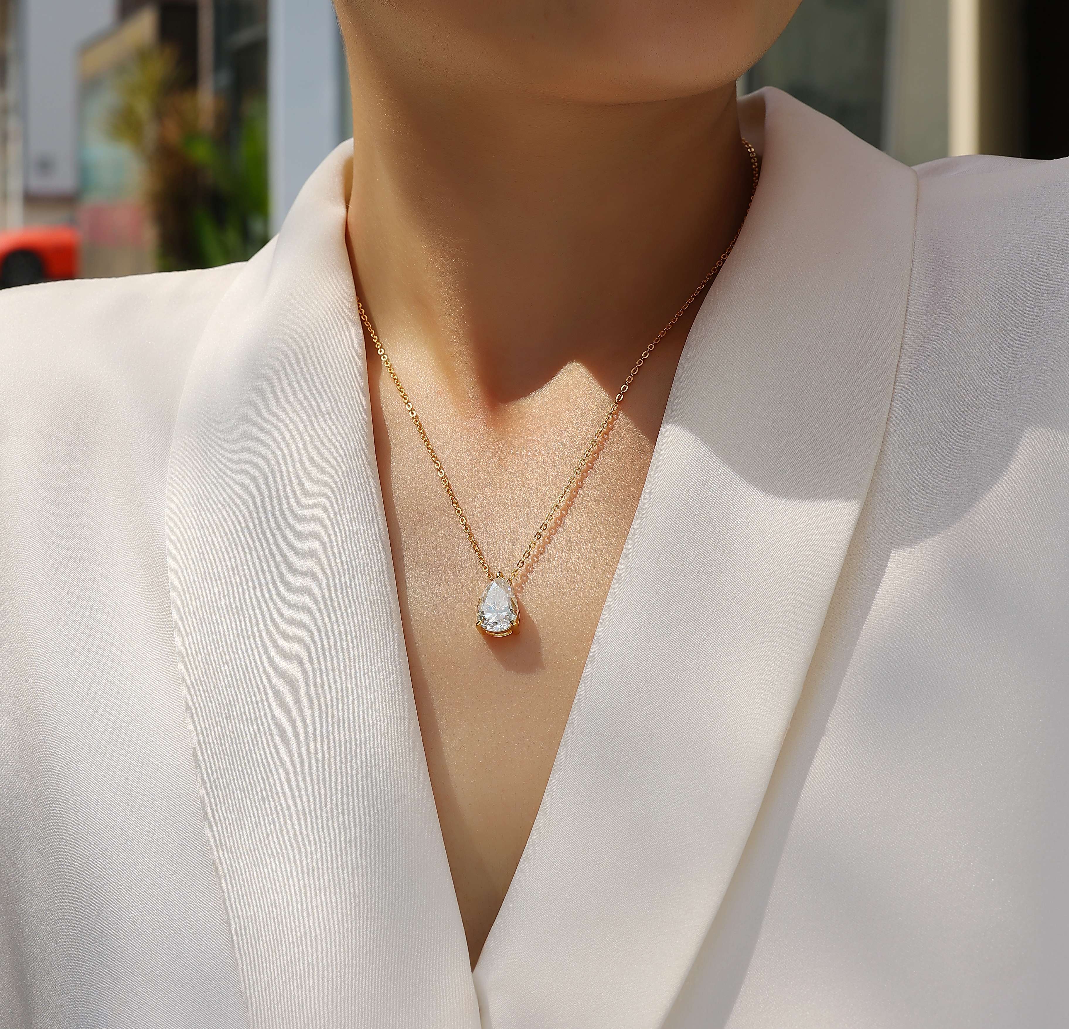 Necklace Pendant Set With Pear-shaped .