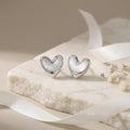 925 Sterling Silver Elegant Mother-of-Pearl Heart Stud Earrings