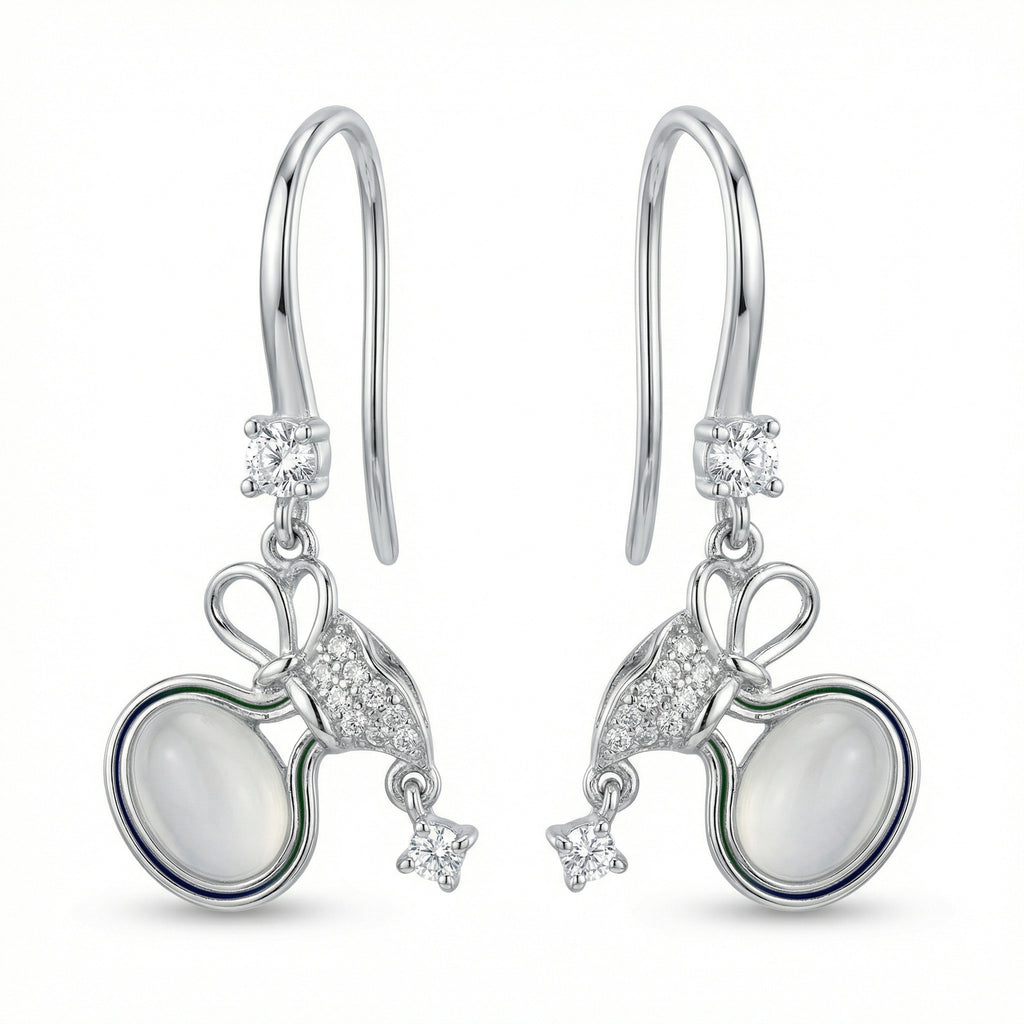 925 Sterling Silver Elegant Silver Bow Drop Earrings