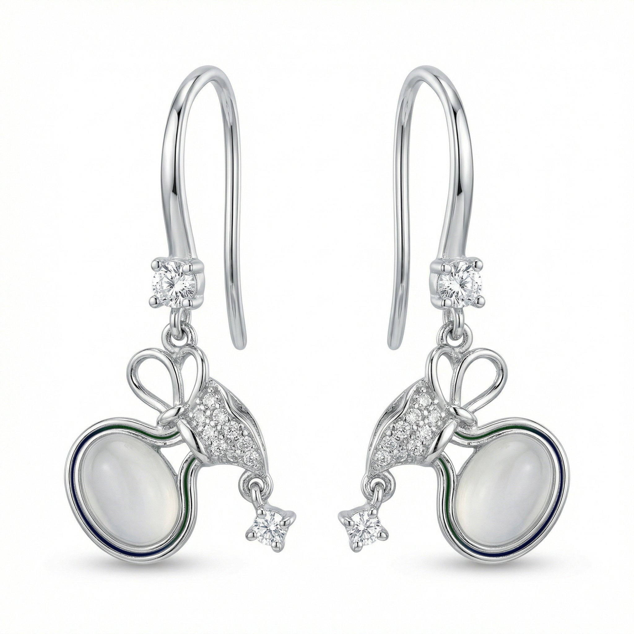 925 Sterling Silver Elegant Silver Bow Drop Earrings