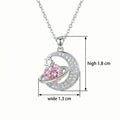 925 Sterling Silver Celestial Crescent Moon and Sparkling Pink Planet