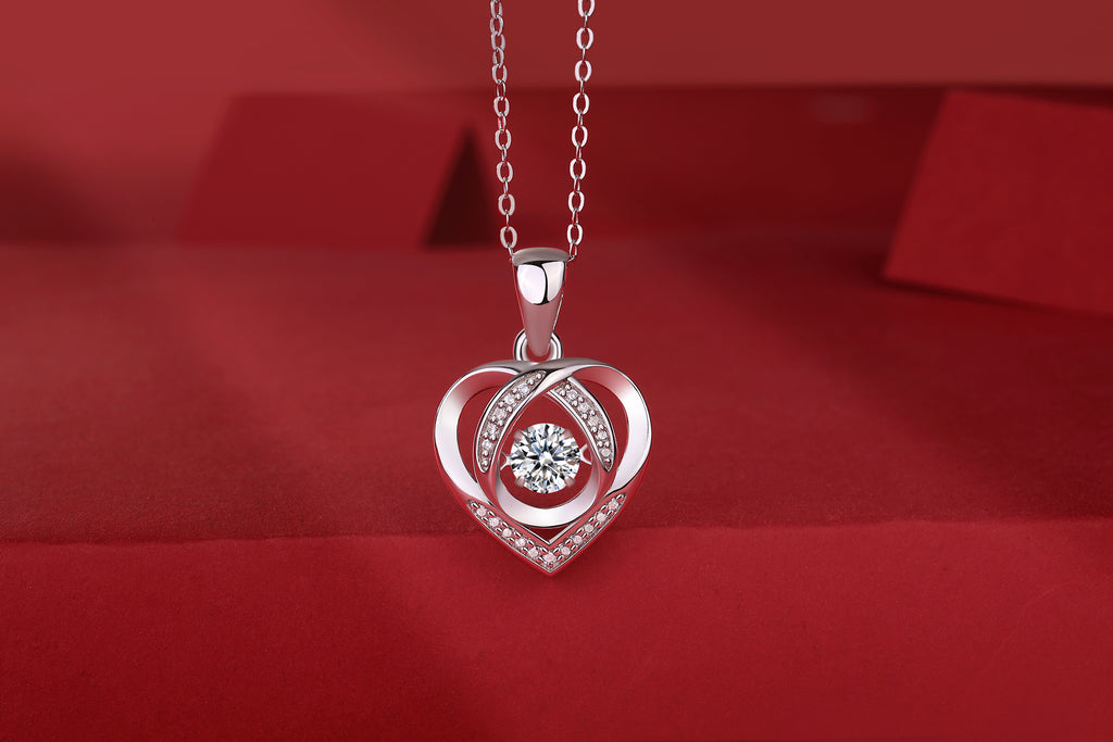 Necklace Pendant Set With Moissanite S925, Silver