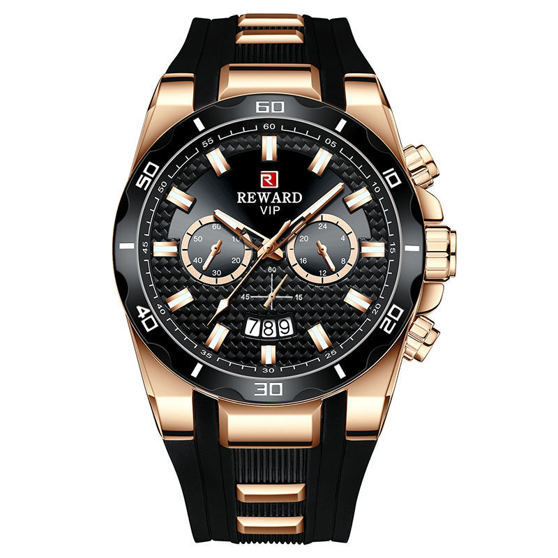 REWARD Mens Watch In Black And Gold With A Cool Design And Calendar Function