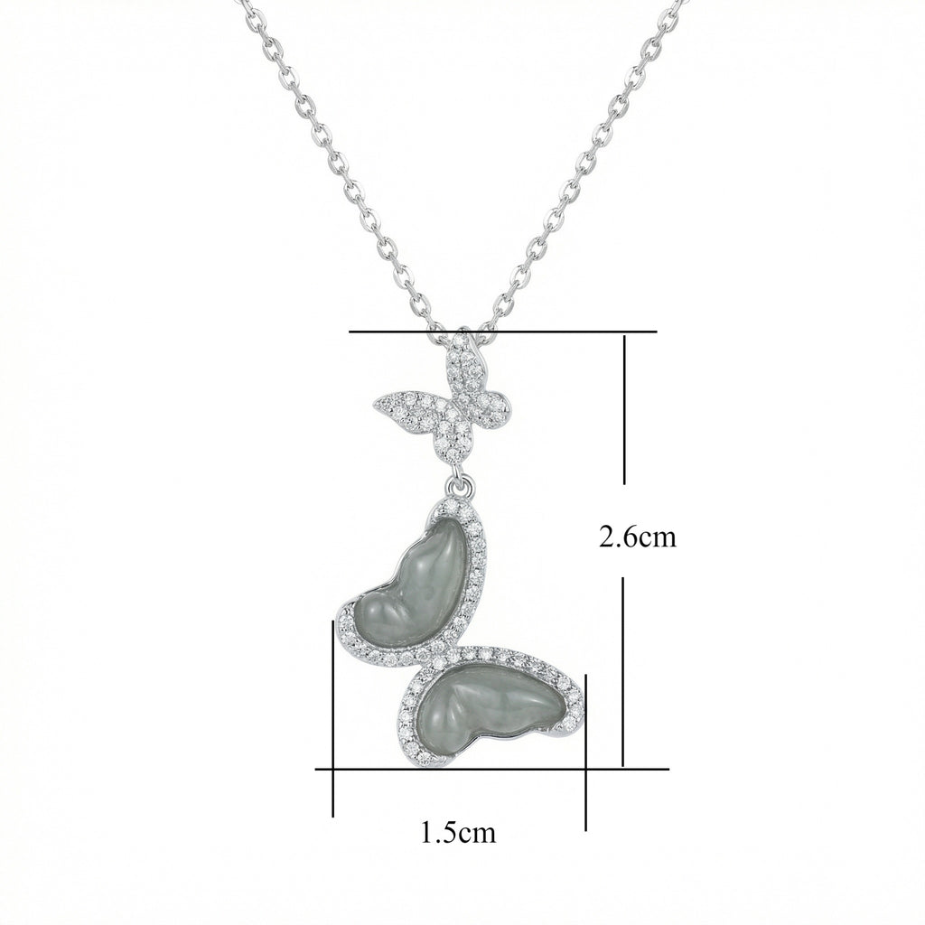 925 Sterling Silver Elegant Double Butterfly Pendant