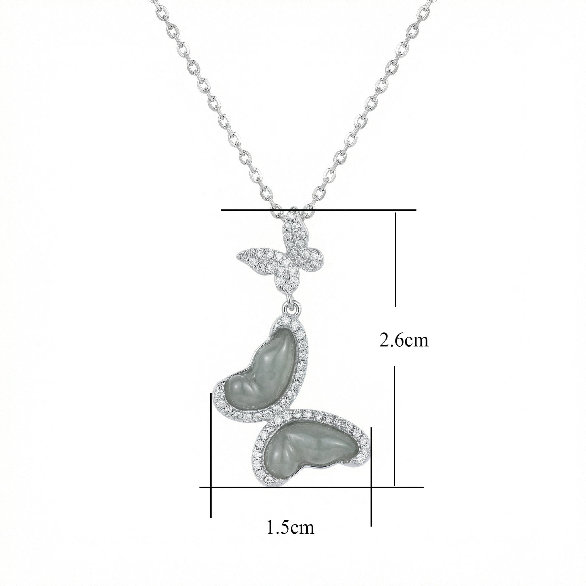 925 Sterling Silver Elegant Double Butterfly Pendant