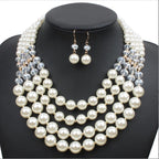 necklace crystal pearl Long Necklace Earrings