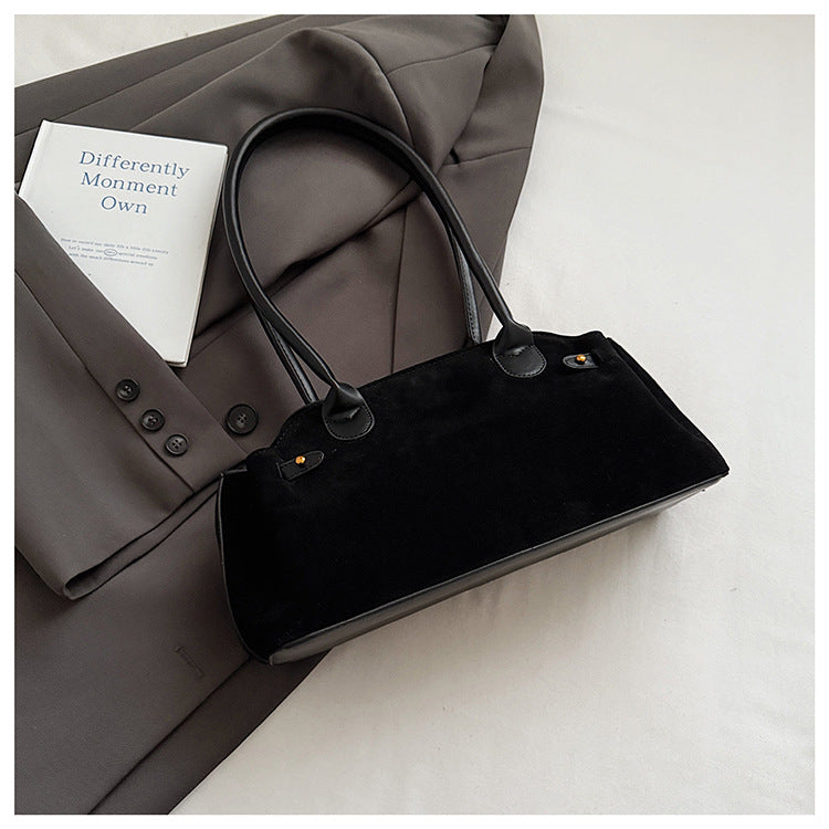 -Block Suede Velvet Hand Bag