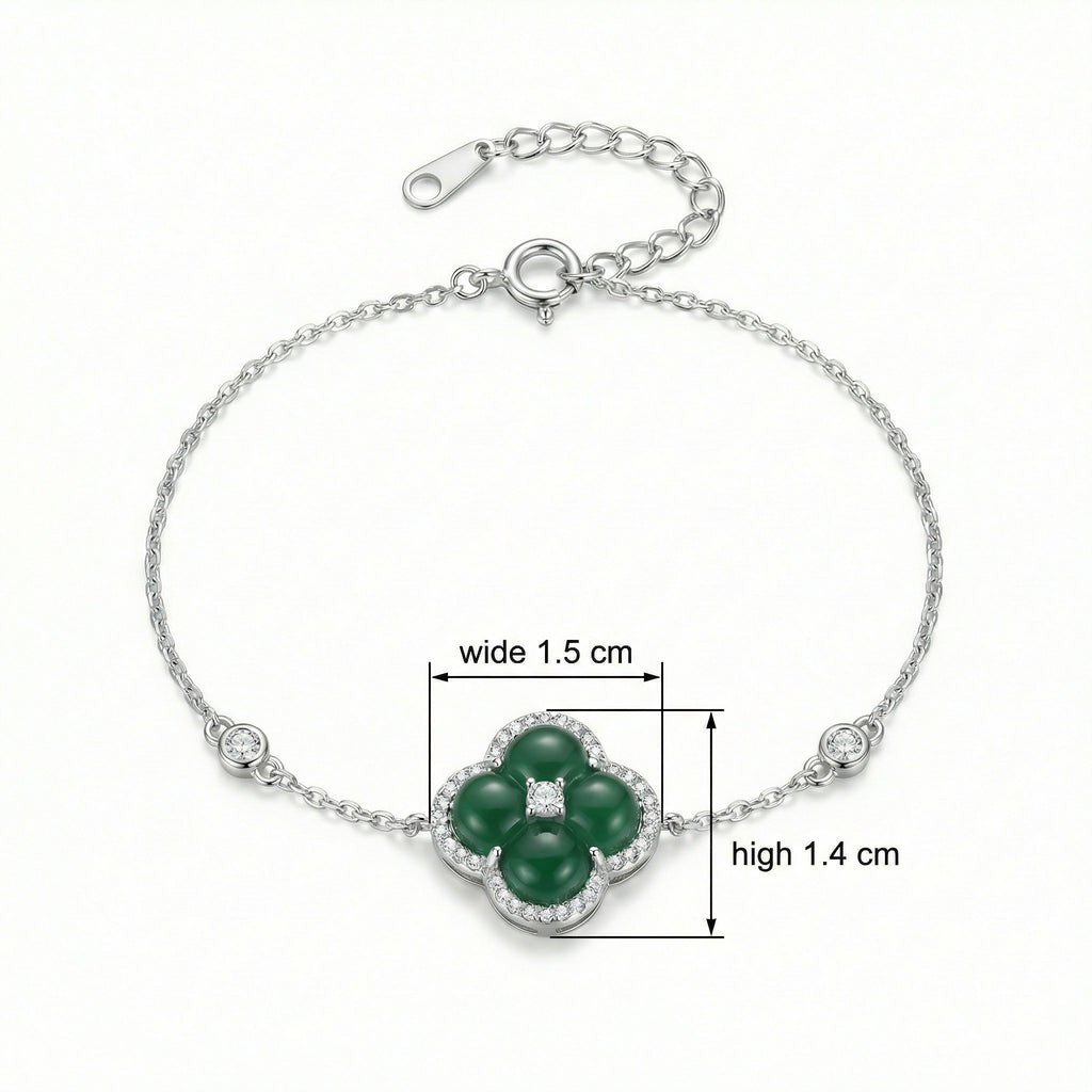 925 Sterling Silver Elegant Silver Four-Leaf Clover Bracelet