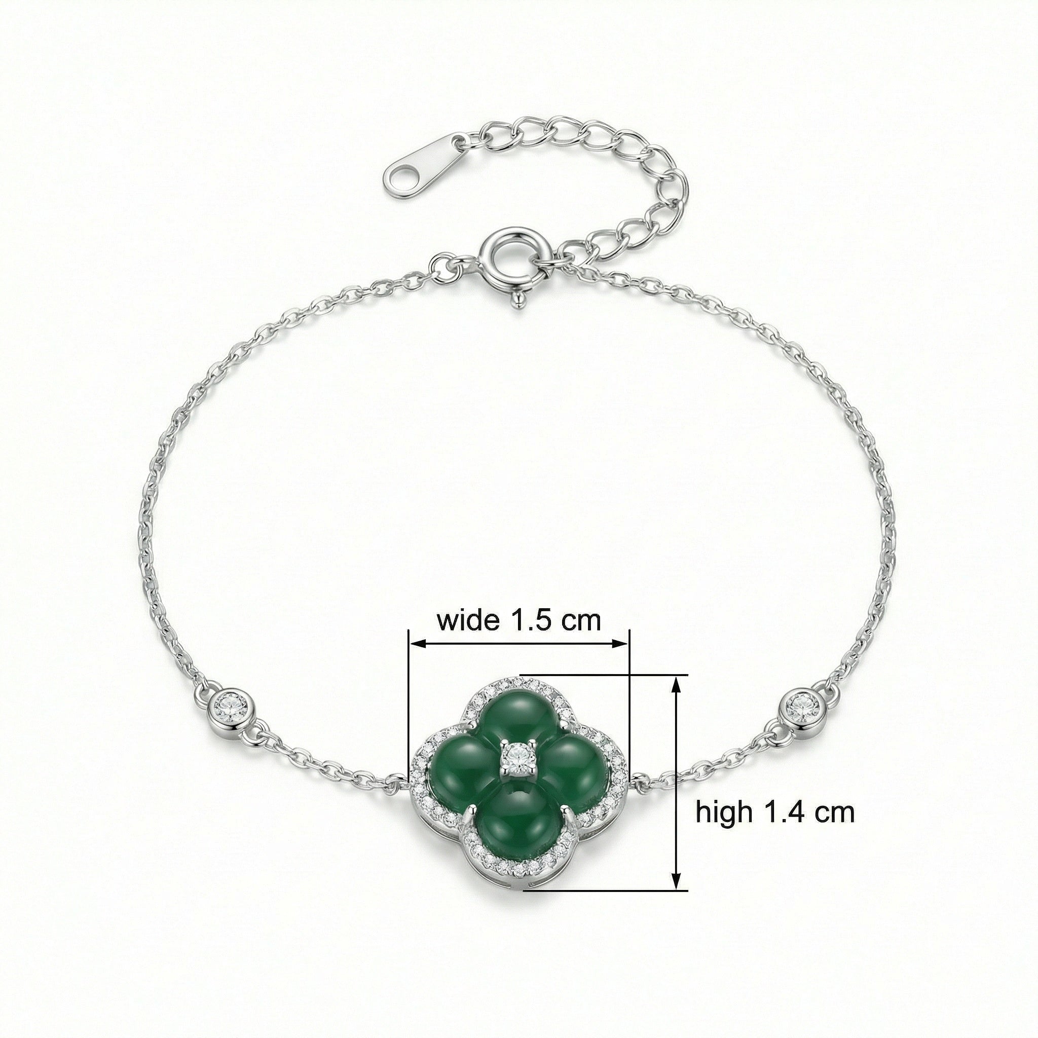 925 Sterling Silver Elegant Silver Four-Leaf Clover Bracelet