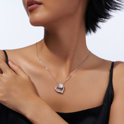 1 Carat Silver Necklace Pendant Set