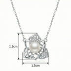 925 Sterling Silver Elegant Lotus Floral Necklace