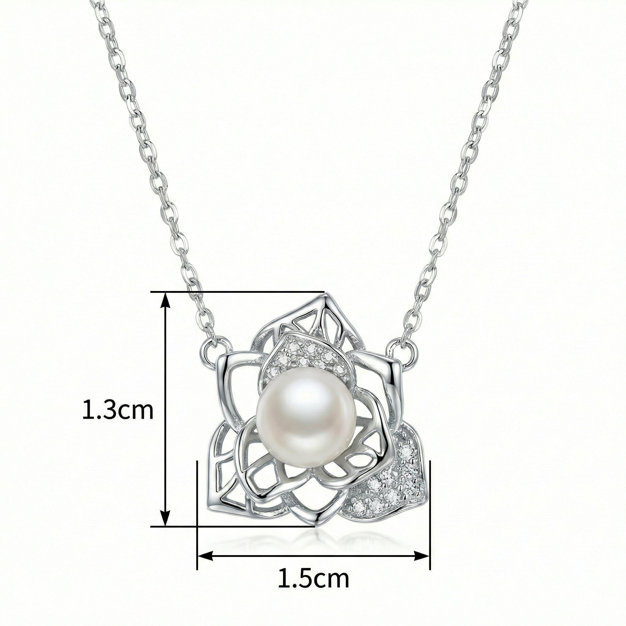 925 Sterling Silver Elegant Lotus Floral Necklace