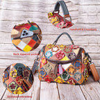 Full-grain Leather Handmade Floral  Patchwork  Shoulder Bag