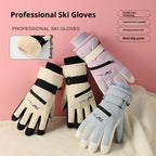 Fleece-lined Thickened Men's And Women's Skiing Gloves