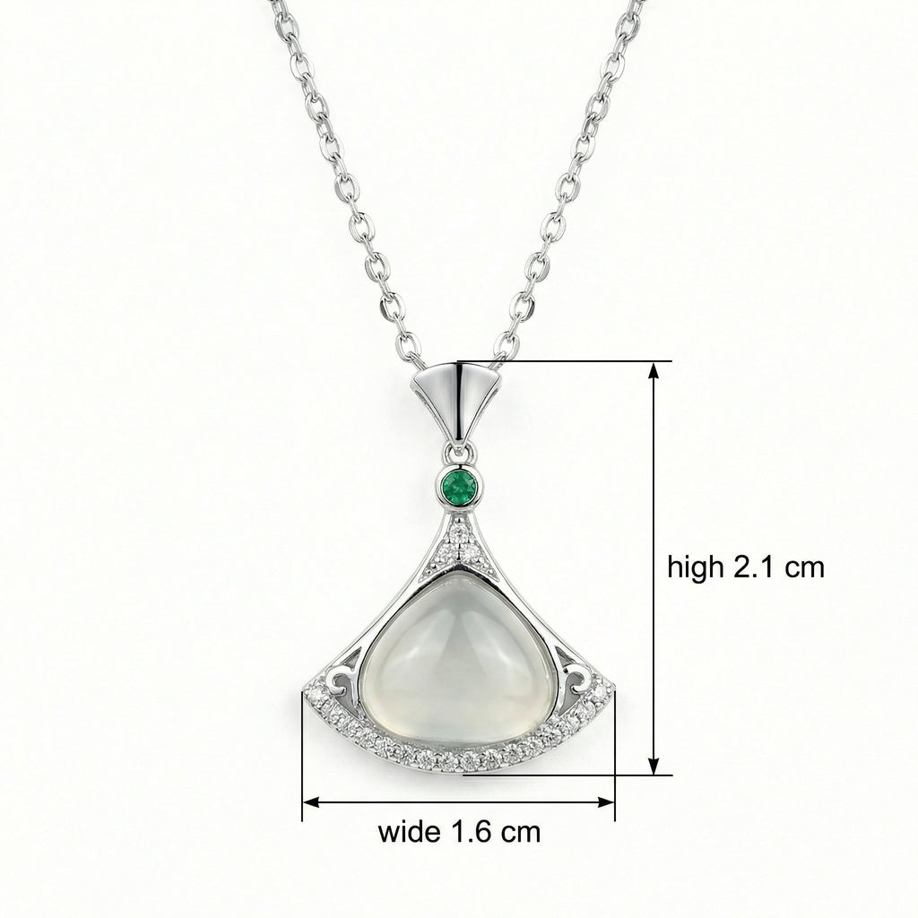 925 Sterling Silver Elegant Fan-Shaped Necklace