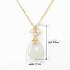 925 Sterling Silver Elegant Pink Blossom and Teardrop  Necklace