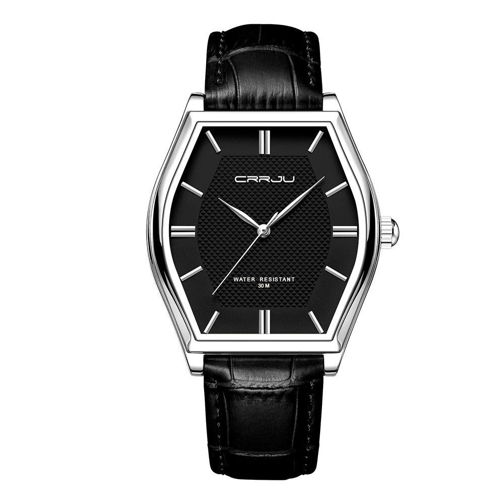 Barrel-shaped Waterproof Leather Watch